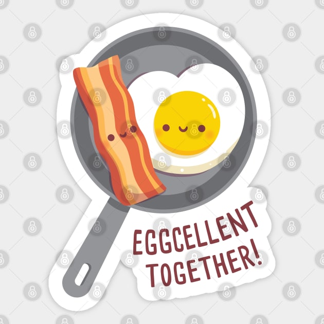 Cute Bacon and Egg Eggcellent Together Funny Sticker by rustydoodle